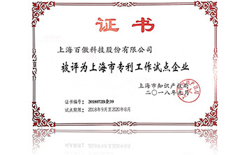 上(shang)海(hai)市(shi)專利工作(zuo)試點企(qi)業(ye)
